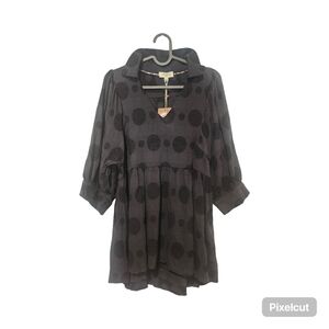 Umgee Black Polka Dot Tunic Top